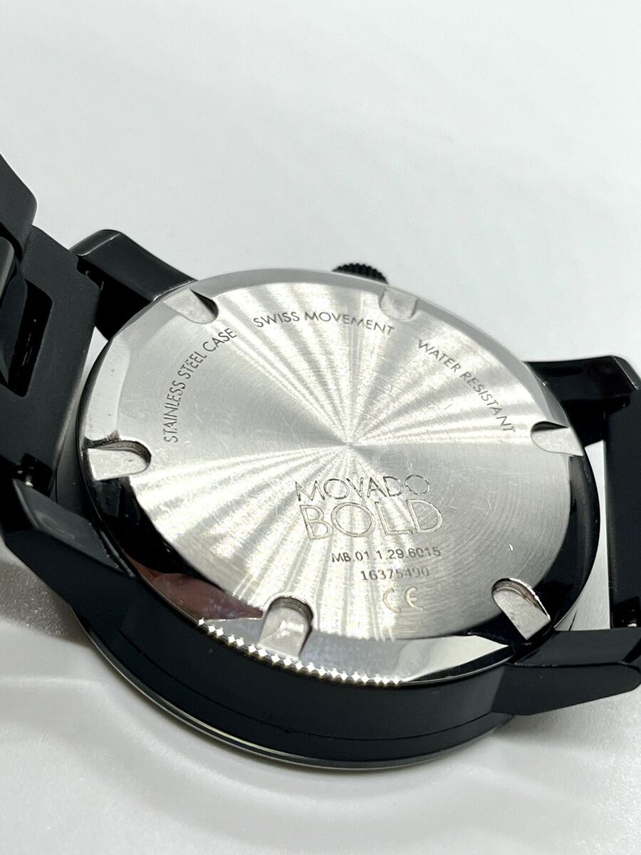  Shop Authentic Movado Bold TR90 Black Dial Black Leather Strap Watch For Men - 3600307 - Luxxuri