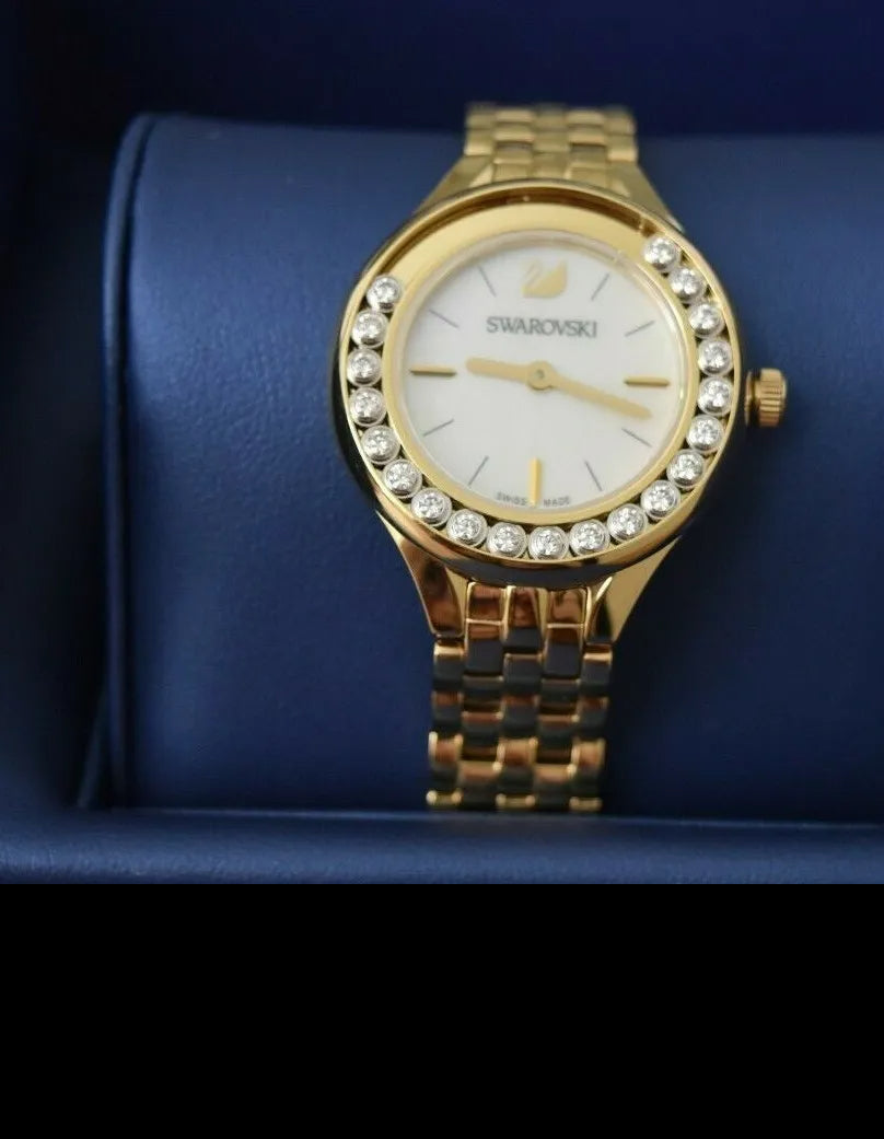  Shop Authentic Swarovski Lovely Crystals White Dial Gold Steel Strap Watch for Women - 5242895 - Luxxuri