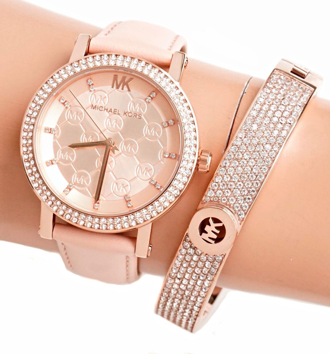  Shop Authentic Michael Kors Corey Analog Rose Gold Dial Pink Leather Strap Watch For Women - MK2987 - Luxxuri