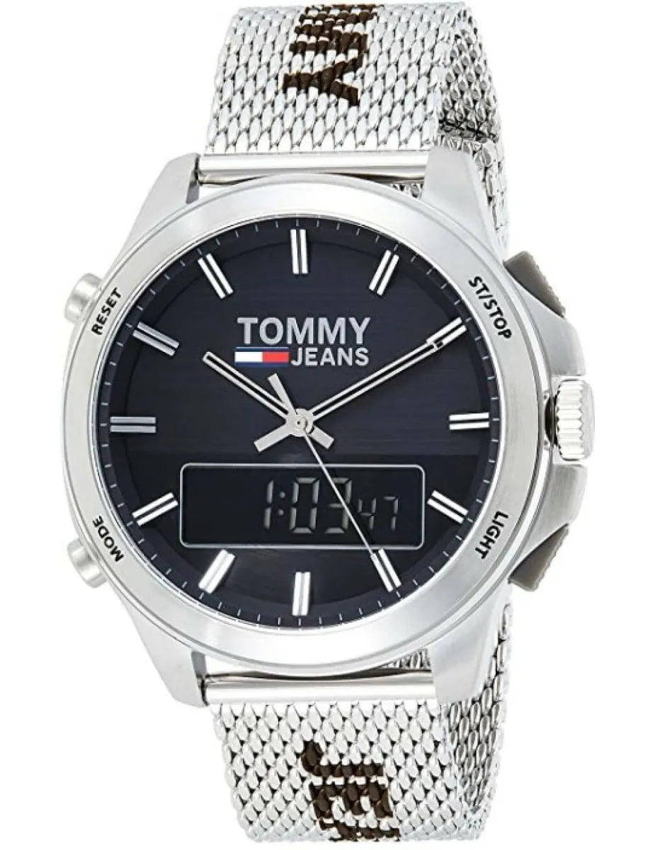  Shop Authentic Tommy Hilfiger Digital Black Dial Silver Mesh Bracelet Watch For Men - 1791765 - Luxxuri