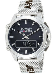  Shop Authentic Tommy Hilfiger Digital Black Dial Silver Mesh Bracelet Watch For Men - 1791765 - Luxxuri