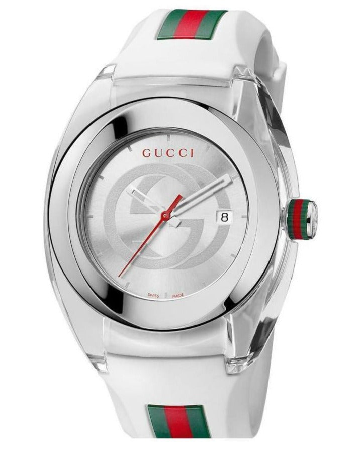  Shop Authentic Gucci SYNC XXL White Dial White Rubber Strap Watch For Men - YA137102 - Luxxuri