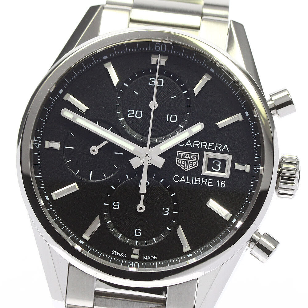  Shop Authentic Tag Heuer Carrera Automatic Chronograph Black Dial Silver Steel Strap Watch for Men - CBK2110.BA0715 - Luxxuri