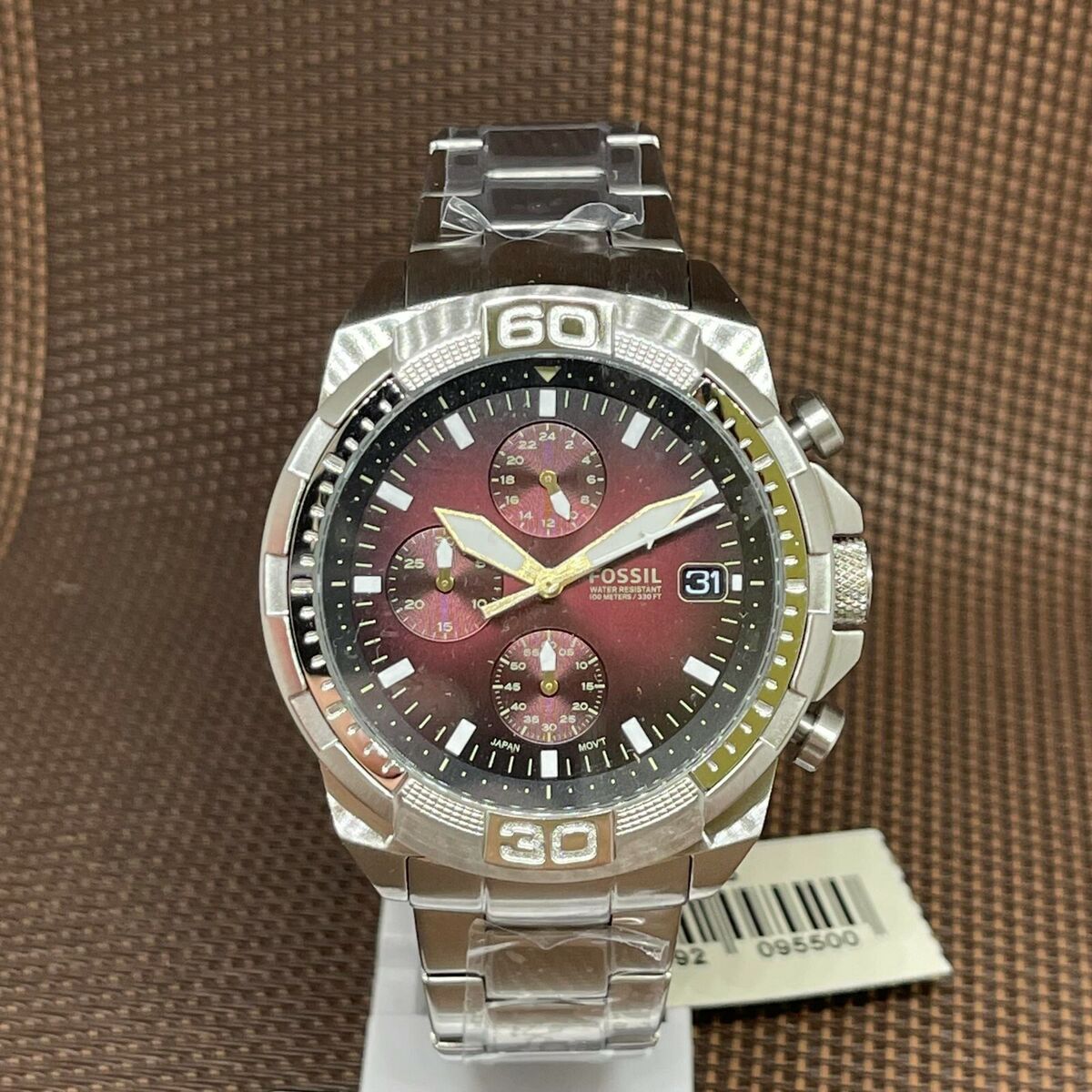  Shop Authentic Fossil Bronson Chronograph Red Dial Silver Steel Strap Watch for Men - FS5878 - Luxxuri