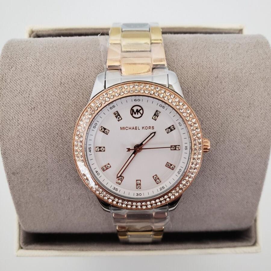  Shop Authentic Michael Kors Tibby Three Hand Crystals Silver Dial Two Tone Steel Strap Watch for Women - MK4576 - Luxxuri