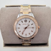  Shop Authentic Michael Kors Tibby Three Hand Crystals Silver Dial Two Tone Steel Strap Watch for Women - MK4576 - Luxxuri