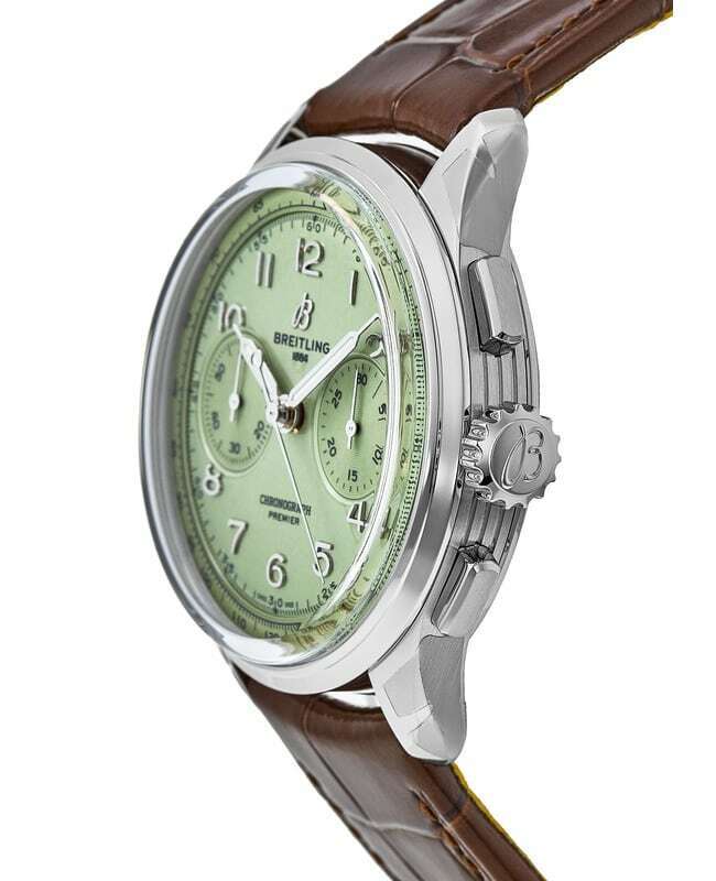  Shop Authentic Breitling Premier B09 Chronograph 40 Green Dial Brown Leather Strap Watch for Men - AB0930D31L1P1 - Luxxuri