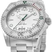  Shop Authentic Gucci Dive Quartz White Dial Silver Steel Strap Watch For Men - YA136336 - Luxxuri