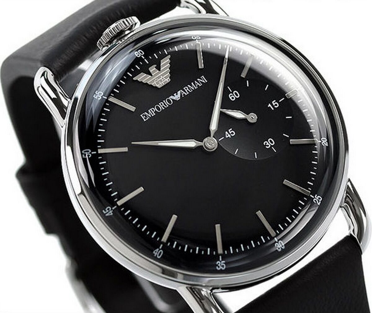  Shop Authentic Emporio Armani Aviator Quartz Black Dial Black Leather Strap Watch For Men - AR11336 - Luxxuri