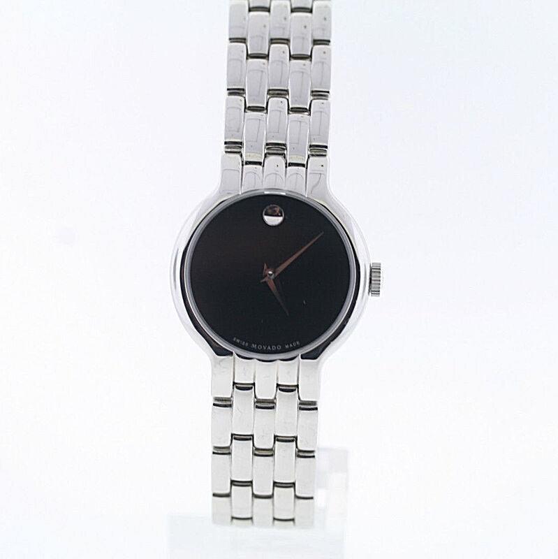  Shop Authentic Movado Veturi Quartz Black Dial Silver Steel Strap Watch for Women - 0606338 - Luxxuri