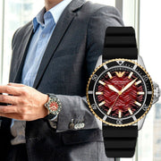  Shop Authentic Emporio Armani Meccanico Automatic Red Dial Black Silicon Strap Watch For Men - AR60070 - Luxxuri