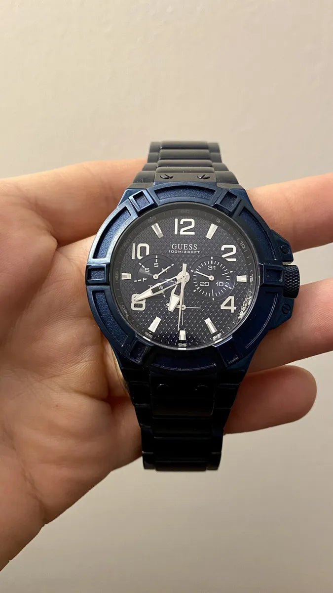  Shop Authentic Guess Rigor Multifunction Black Dial Blue Steel Strap Watch for Men - W0218G4 - Luxxuri