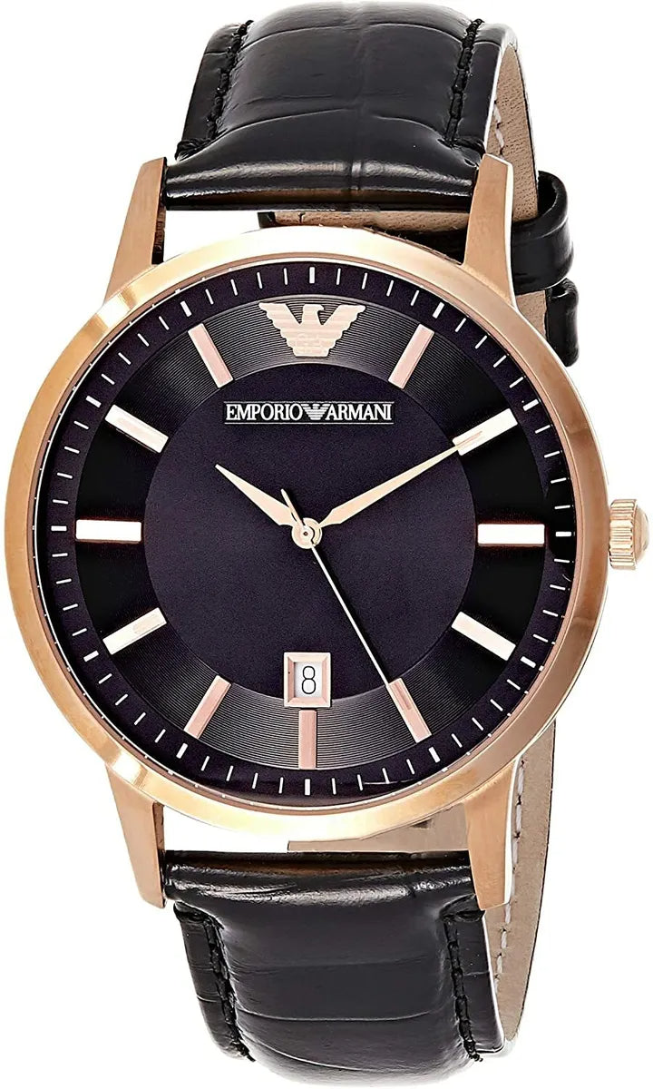  Shop Authentic Emporio Armani Renato Quartz Black Dial Black Leather Strap Watch For Men - AR2425 - Luxxuri