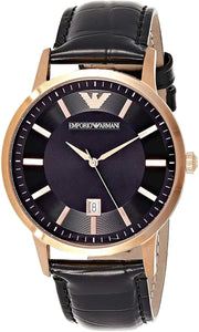  Shop Authentic Emporio Armani Renato Quartz Black Dial Black Leather Strap Watch For Men - AR2425 - Luxxuri