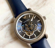  Shop Authentic Emporio Armani Luigi Chronograph Blue Dial Black Leather Strap Watch For Men - AR60011 - Luxxuri