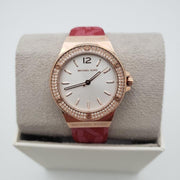  Shop Authentic Michael Kors Lennox Three Hand Silver Dial Red Leather Strap Watch For Women - MK7308 - Luxxuri