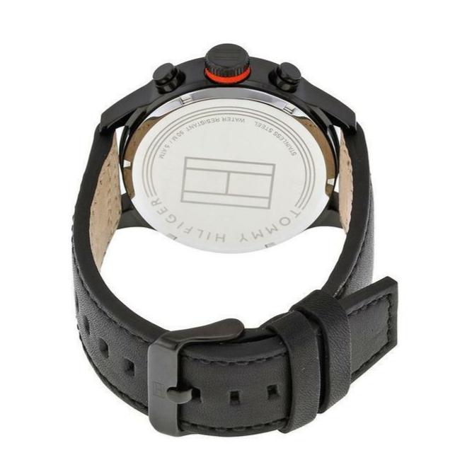  Shop Authentic Tommy Hilfiger Trent Multifunction Black Dial Black Leather Strap Watch for Men - 1791136 - Luxxuri