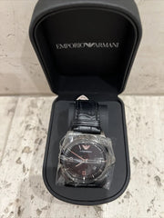  Shop Authentic Emporio Armani Franco Black Dial Black Leather Strap Watch For Men - AR0368 - Luxxuri