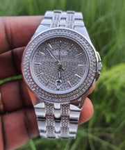  Shop Authentic Bulova Crystal Pave Silver Dial Silver Steel Strap Watch for Men - 96B235 - Luxxuri