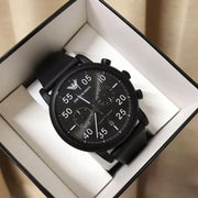  Shop Authentic Emporio Armani Luigi Chronograph Black Dial Black Leather Strap Watch For Men - AR11133 - Luxxuri