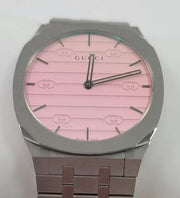  Shop Authentic Gucci 25H Quartz Pink Dial Silver Steel Strap Watch for Women - YA163410 - Luxxuri