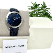  Shop Authentic Michael Kors Slim Runway Analog Blue Dial Blue Leather Strap Watch For Men - MK8907 - Luxxuri