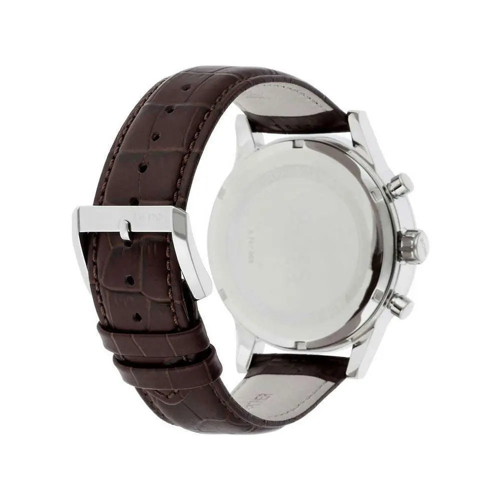  Shop Authentic Hugo Boss Aeroliner Chronoraph White Dial Brown Leather Strap Watch For Men - HB1512447 - Luxxuri