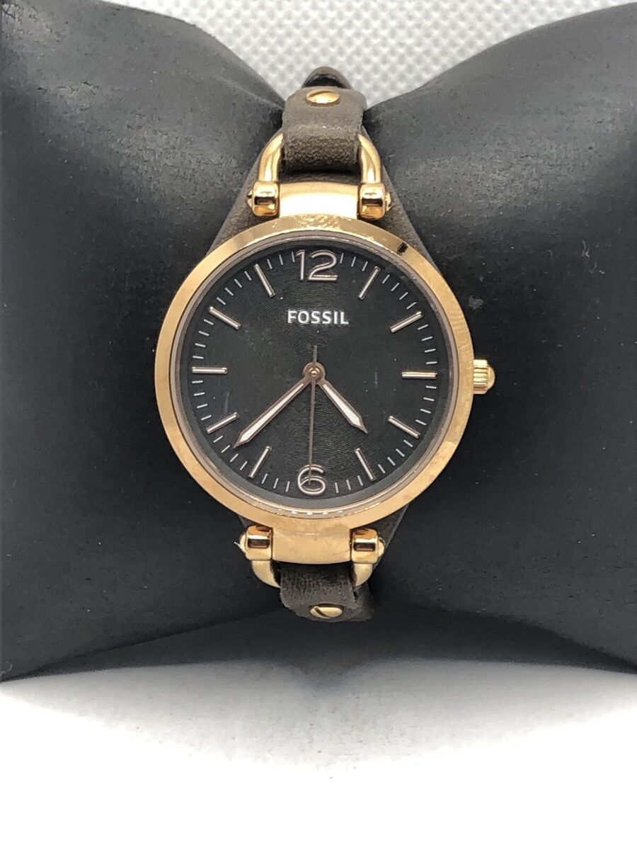  Shop Authentic Fossil Georgia Smoke Grey Dial Grey Leather Strap Watch for Women - ES3077 - Luxxuri