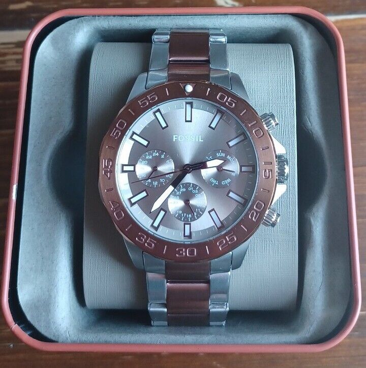  Shop Authentic Fossil Bannon Multifunction Brown Dial Two Tone Steel Strap Watch for Men - BQ2502 - Luxxuri