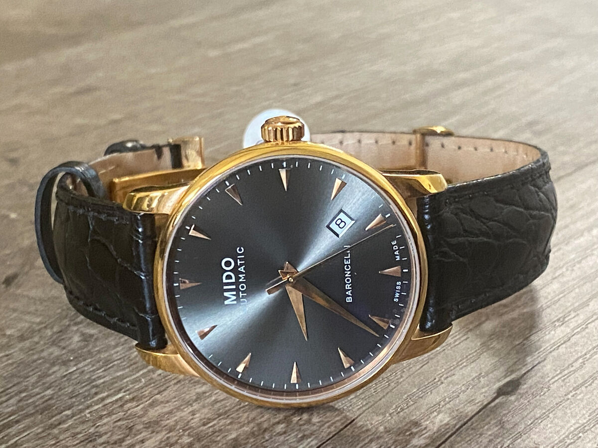  Shop Authentic Mido Baroncelli III Automatic Grey Dial Black Leather Strap Watch For Men - M8600.3.13.4 - Luxxuri