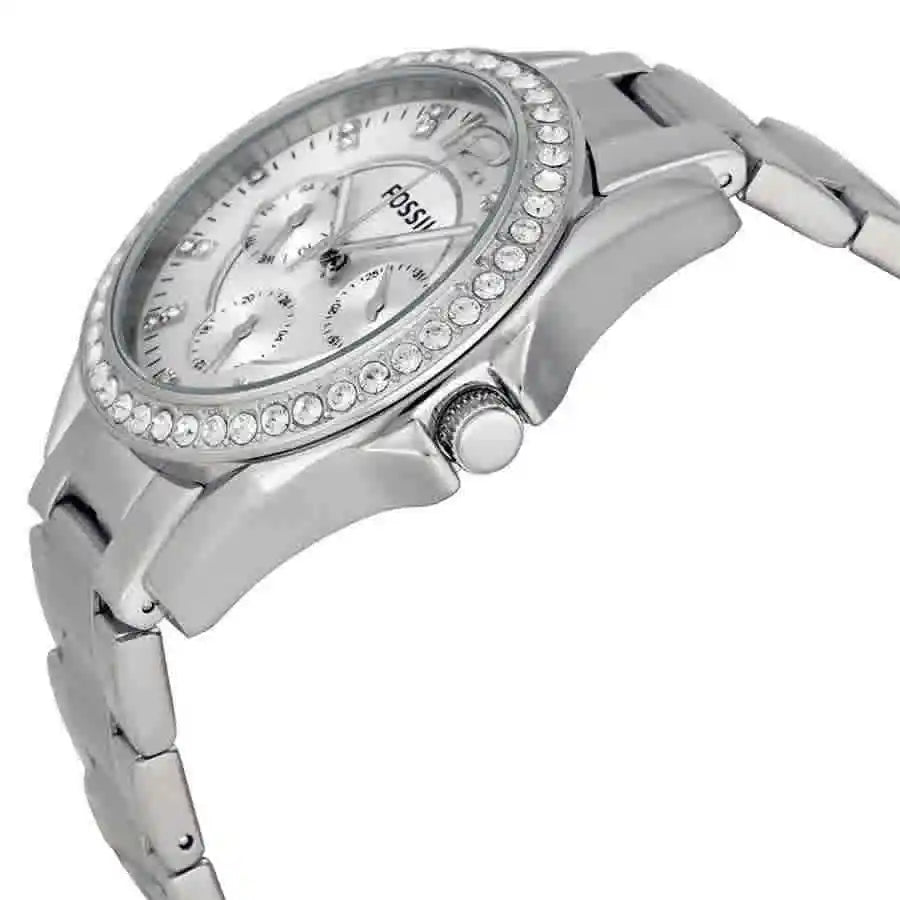  Shop Authentic Fossil Riley Multifunction Silver Dial Silver Steel Strap Watch for Women - ES3202 - Luxxuri