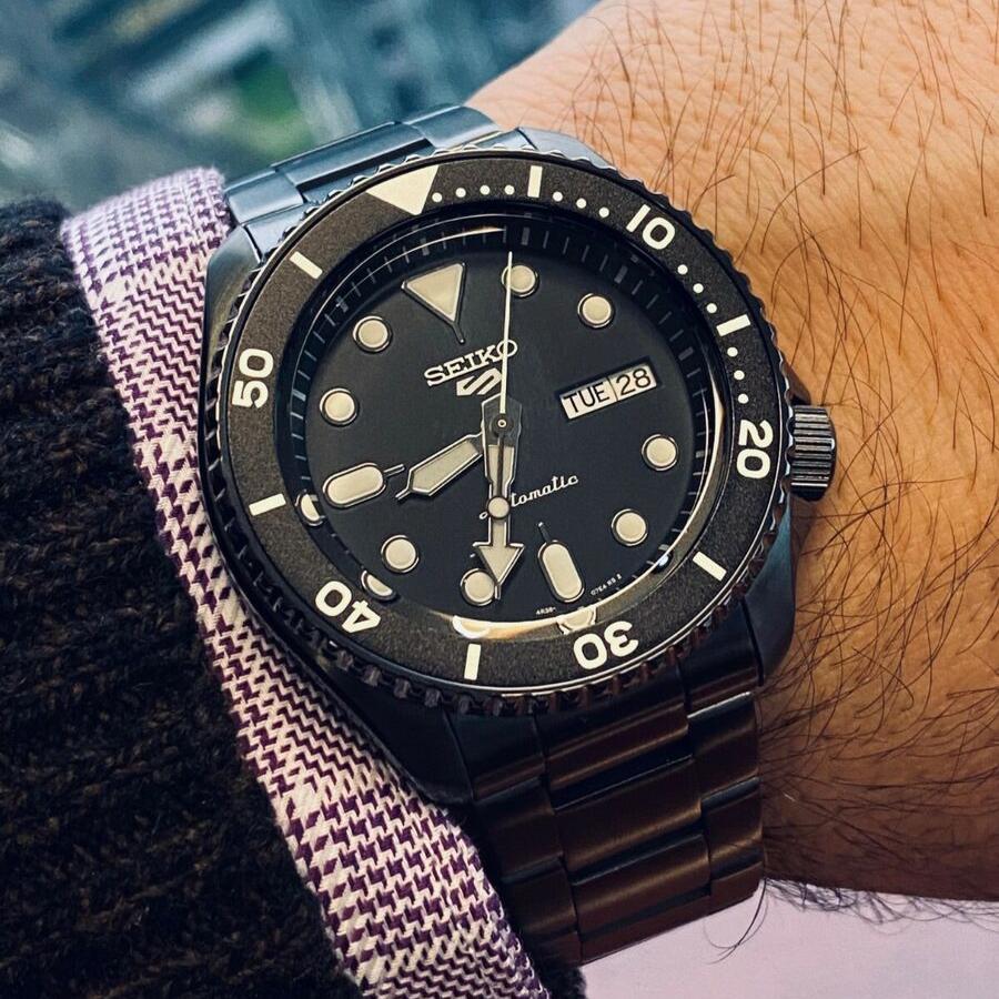  Shop Authentic Seiko 5 Sports Automatic Black Dial Black Steel Strap Watch For Men - SRPD65K1 - Luxxuri