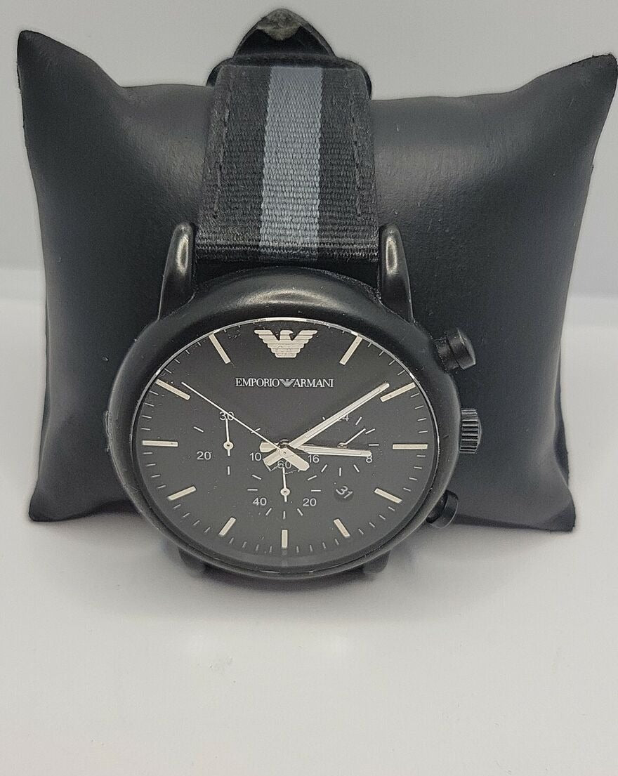  Shop Authentic Emporio Armani Luigi Chronograph Quartz Black Dial Two Tone Nylon Strap Watch For Men - AR1948 - Luxxuri