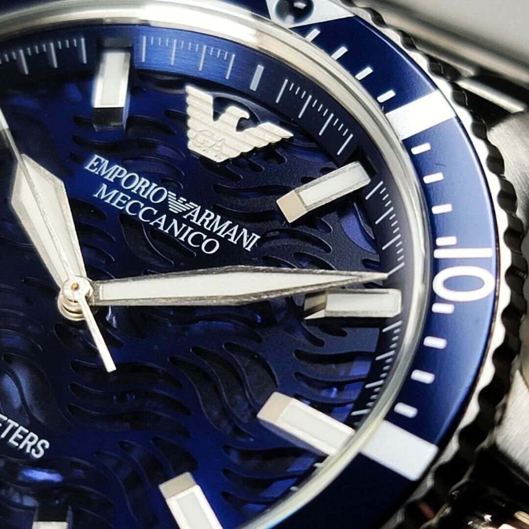  Shop Authentic Emporio Armani Meccanico Automatic Blue Dial Silver Steel Strap Watch For Men - AR60059 - Luxxuri
