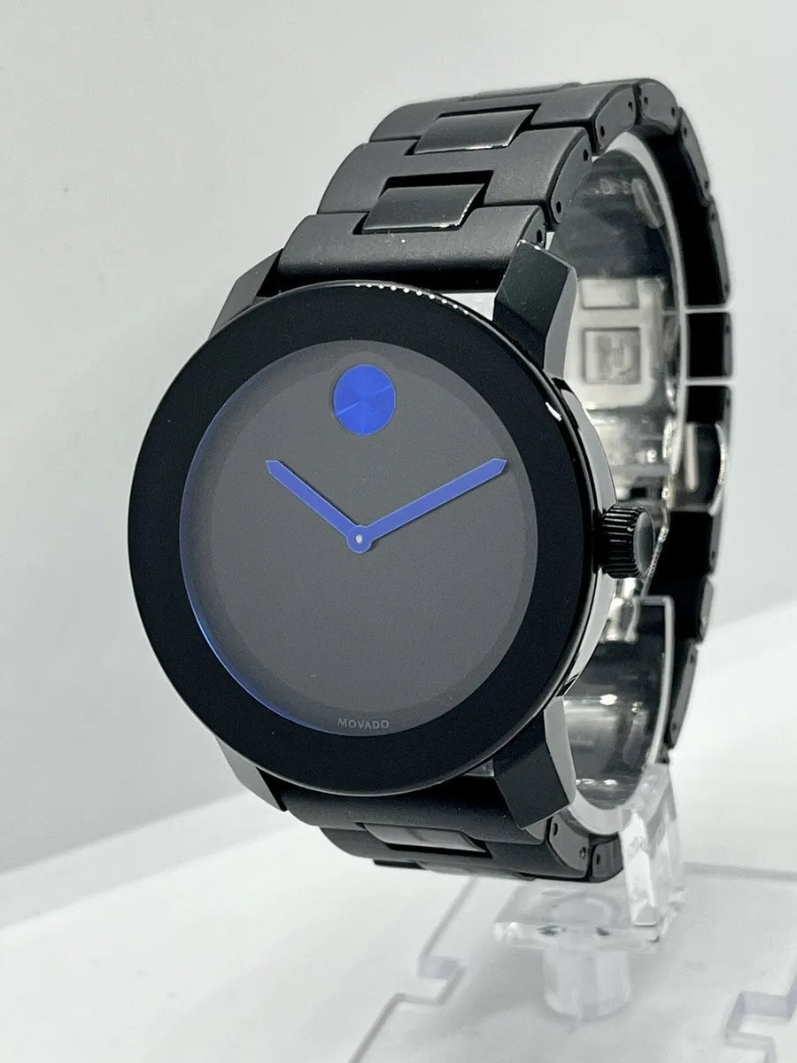  Shop Authentic Movado Bold TR90 Black Dial Black Leather Strap Watch For Men - 3600307 - Luxxuri