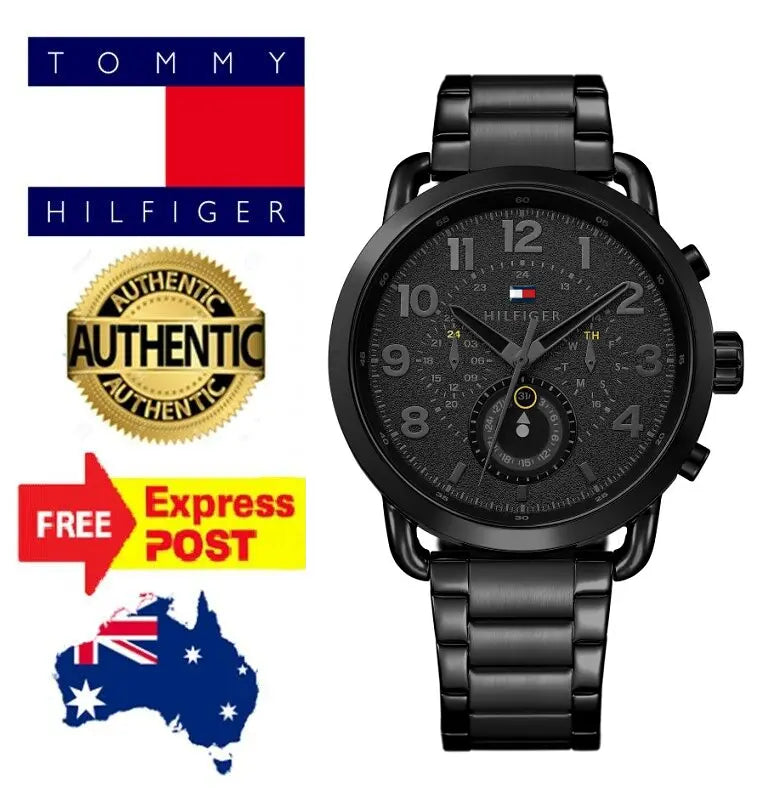  Shop Authentic Tommy Hilfiger Briggs Black Dial Black Steel Strap Watch for Men  - 1791423 - Luxxuri
