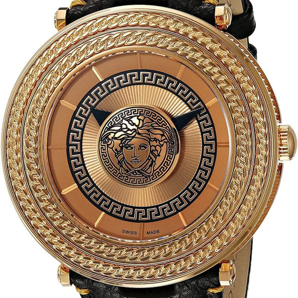  Shop Authentic Versace V Metal Icon Quartz Silver Dial Brown Leather Strap Watch For Men - VQL010015 - Luxxuri