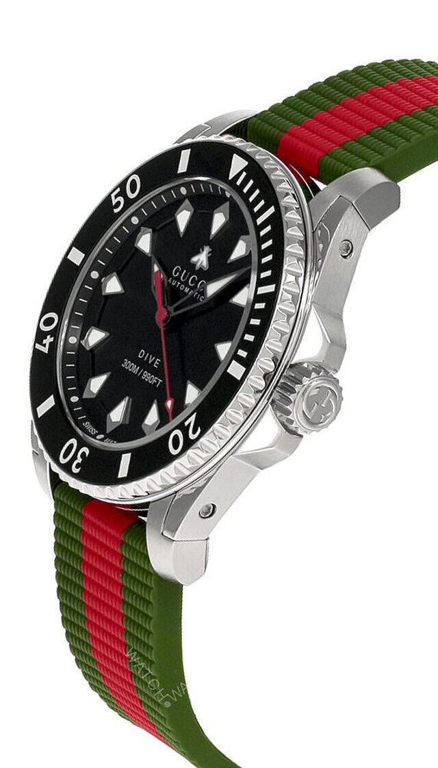  Shop Authentic Gucci Dive Automatic Black Dial Two Tone Rubber Strap Watch for Men - YA136349 - Luxxuri