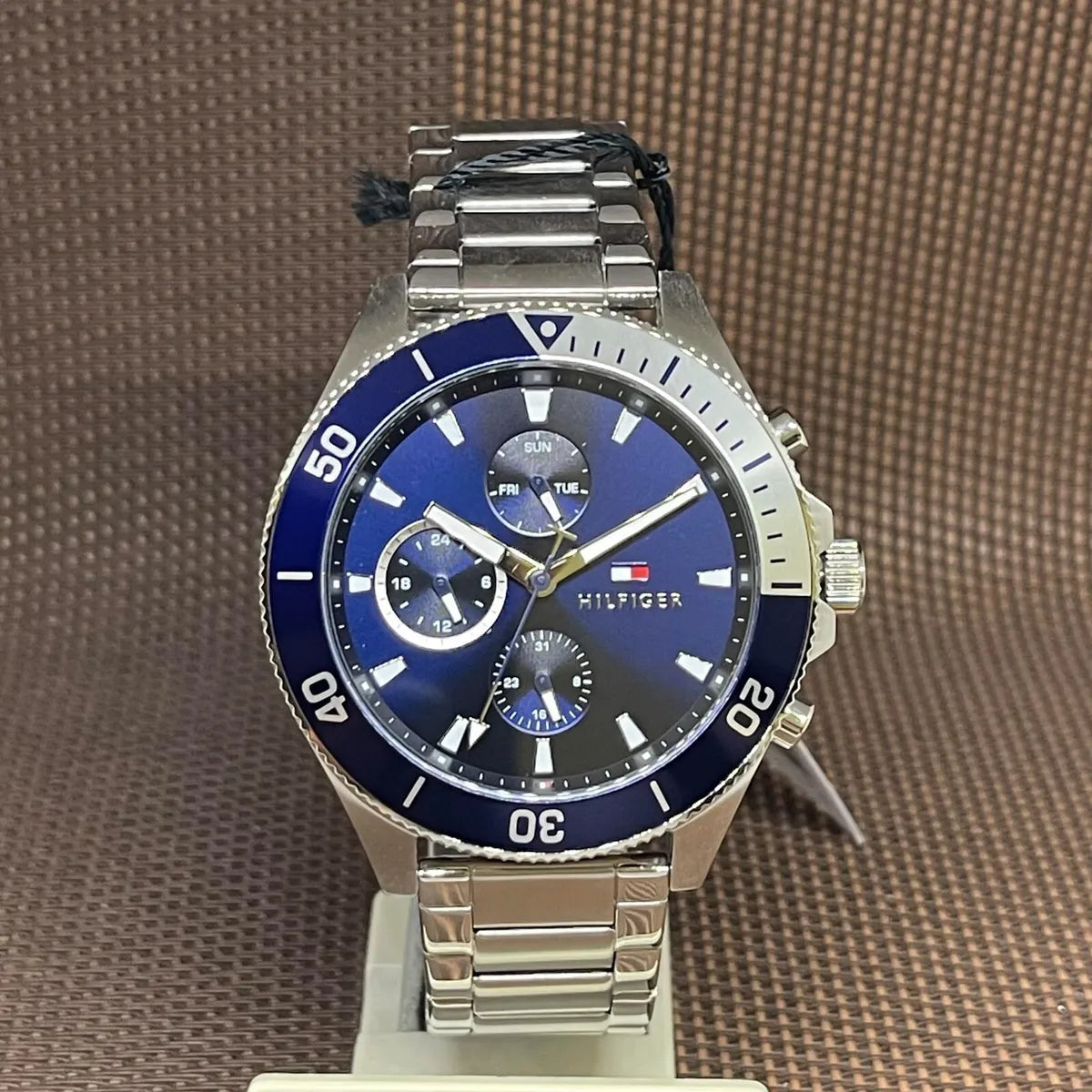  Shop Authentic Tommy Hilfiger Larson Chronograph Blue Dial Silver Steel Strap Watch For Men - 1791917 - Luxxuri