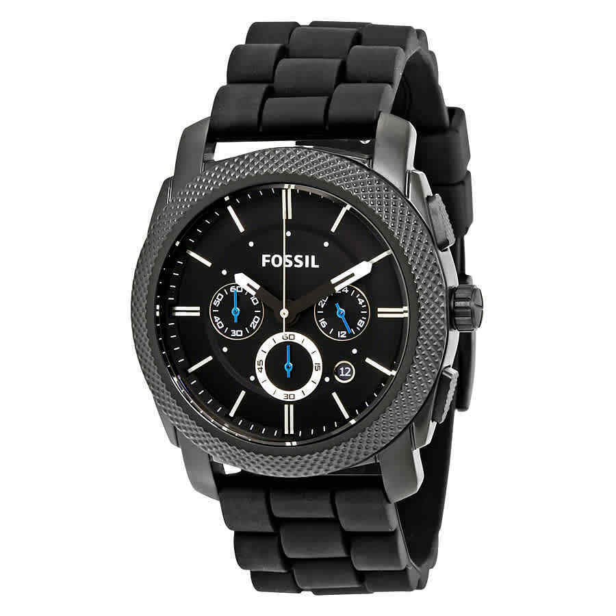  Shop Authentic Fossil Machine Chronograph Black Dial Black Silicone Strap Watch for Men - FS4487 - Luxxuri