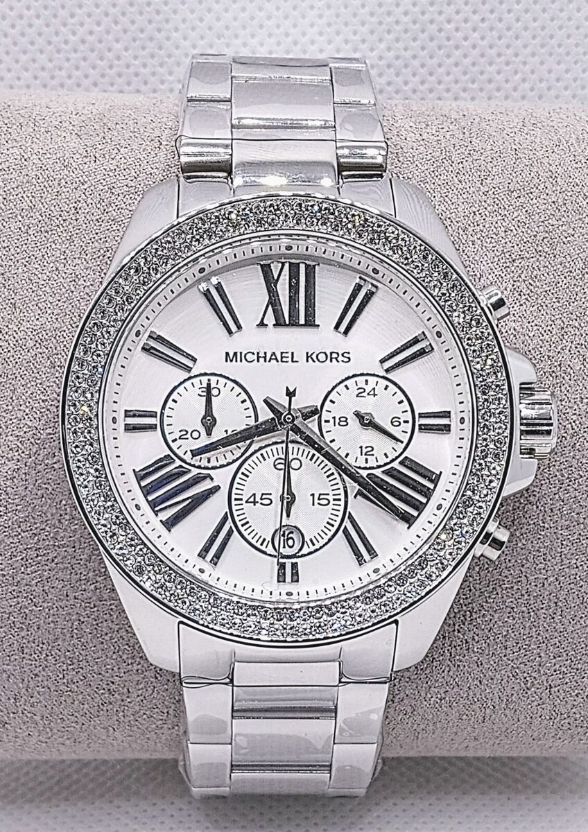  Shop Authentic Michael Kors Wren Chronograph Silver Dial Silver Steel Strap Watch for Women - MK7429 - Luxxuri