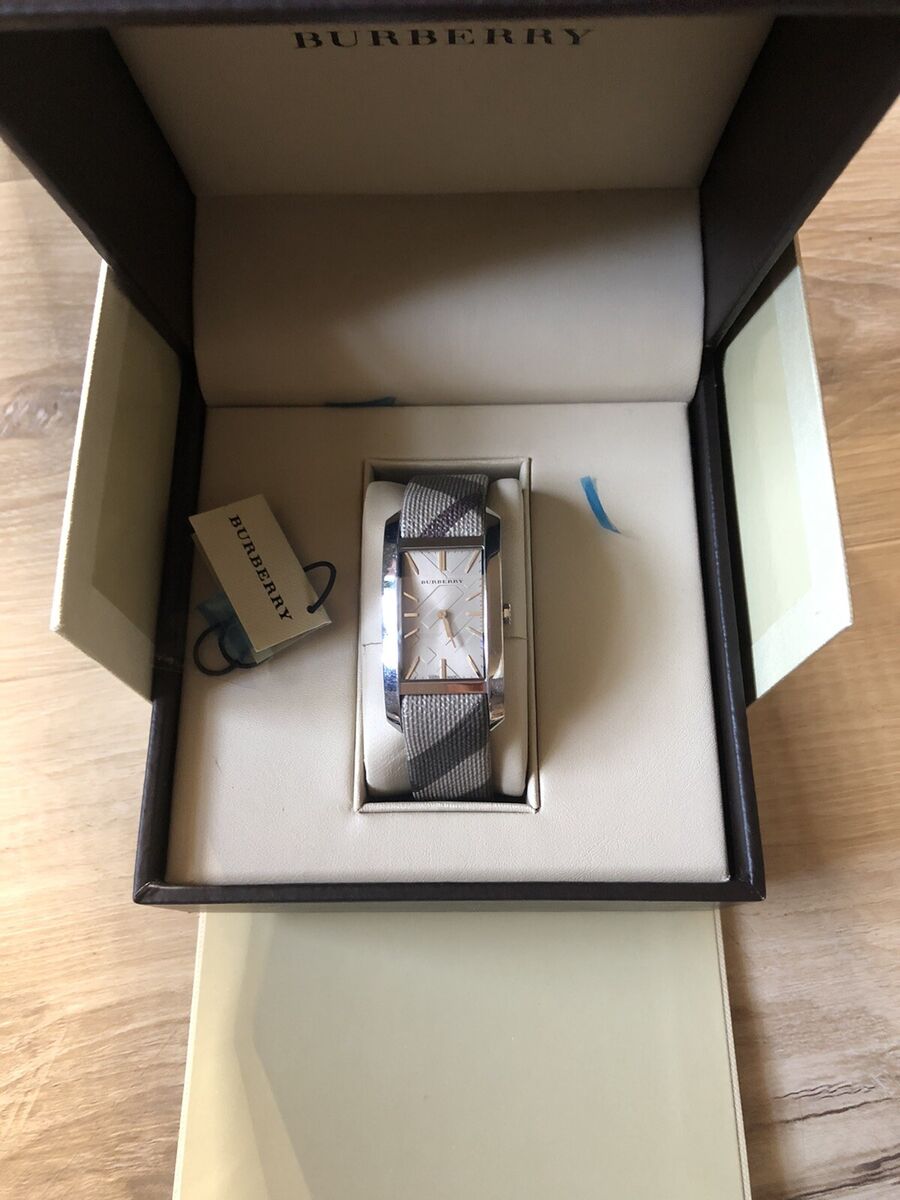  Shop Authentic Burberry Nova Check Silver Dial Two Tone Leather Strap Watch For Women - BU9404 - Luxxuri