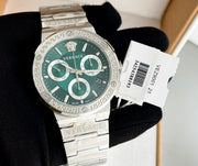  Shop Authentic Versace Grace Chronograph Quartz Green Dial Silver Steel Strap Watch For Men - VEZ900121 - Luxxuri