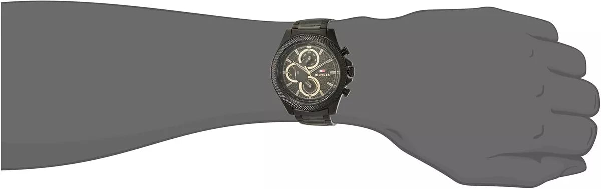  Shop Authentic Tommy Hilfiger Clark Chronograph Black Dial Black Steel Strap Watch For Men - 1792081 - Luxxuri