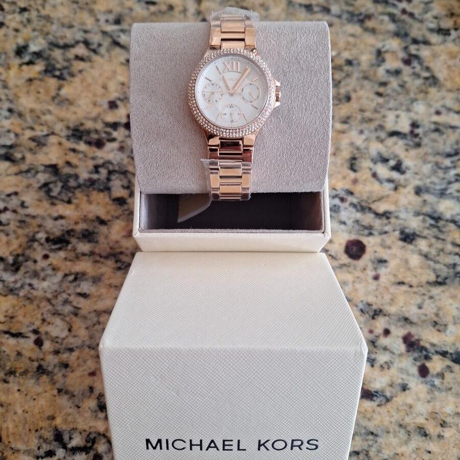  Shop Authentic Michael Kors Camille Multifunction White Dial Rose Gold Steel Strap Watch For Women - MK6845 - Luxxuri