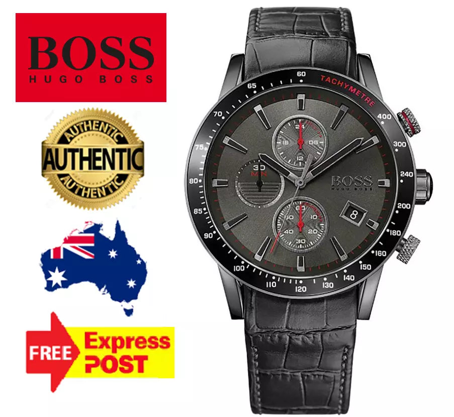  Shop Authentic Hugo Boss Rafale Chronograph Grey Dial Grey Leather Strap Watch For Men - 1513445 - Luxxuri