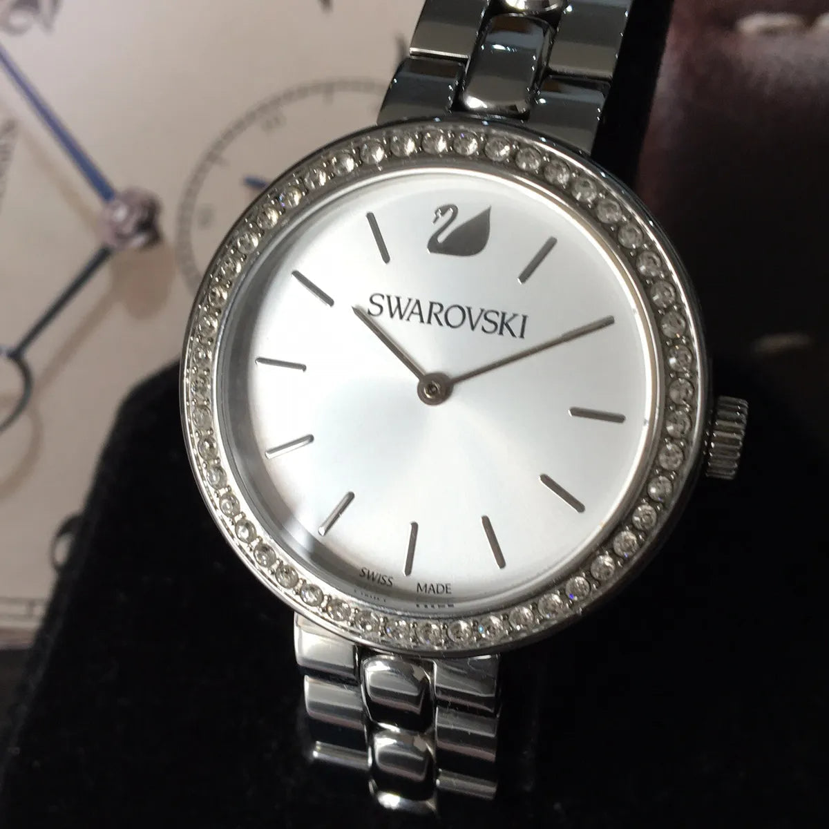 Shop Authentic Swarovski Daytime Crystal Silver Dial Silver Steel Strap Watch for Women - 5095600 - Luxxuri