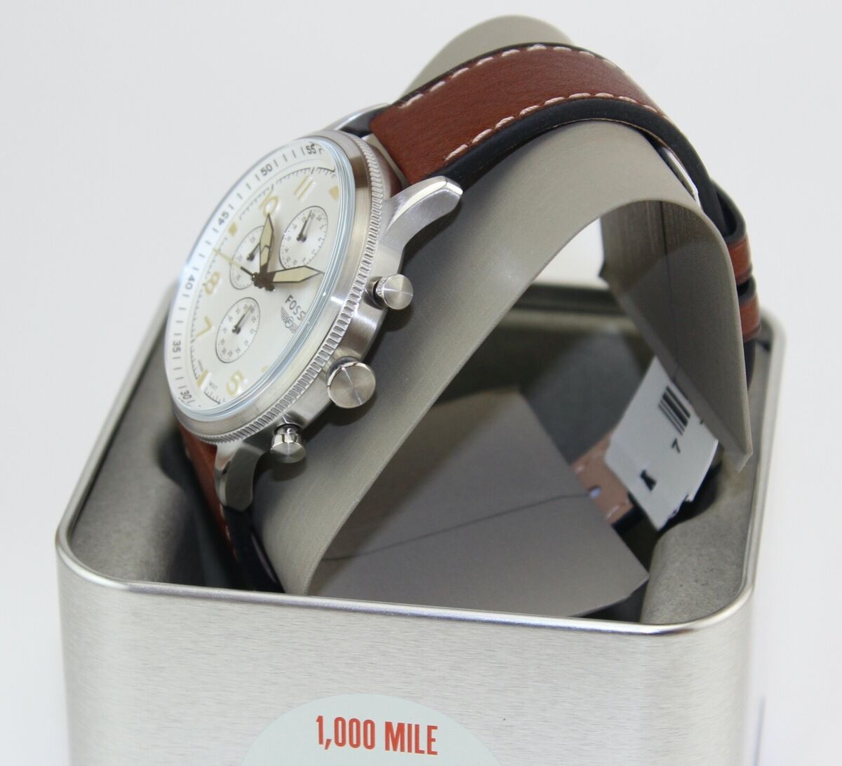  Shop Authentic Fossil Retro Pilot Chronograph Silver Dial Brown Leather Strap Watch for Men - FS5809 - Luxxuri