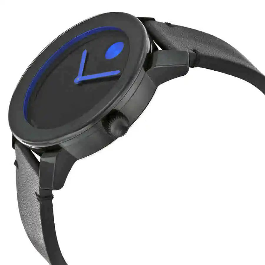  Shop Authentic Movado Bold TR90 Black Dial Black Leather Strap Watch For Men - 3600307 - Luxxuri