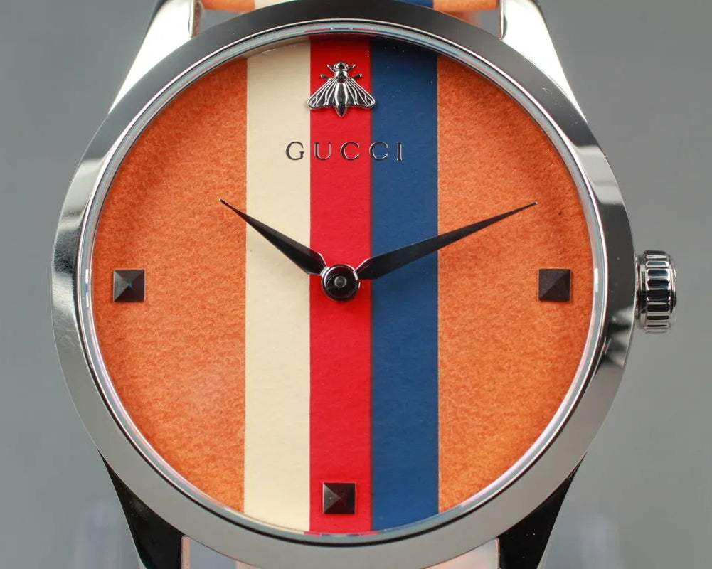  Shop Authentic Gucci G Timeless Quartz Brown Dial Brown Leather Strap Watch For Men - YA1264078 - Luxxuri